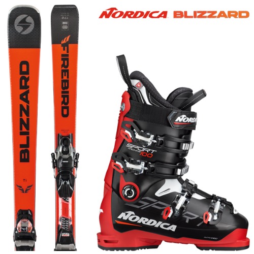블리자드 FIREBIRD Ti black/orange + 노르디카 SPORTMACHINE 100 중급 스키 세트