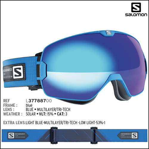살로몬 XMAX ASIAN FIT (스페어 렌즈 포함) 스키 스노우보드 고글 (Blue/Solar Blue)