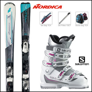 노르디카 SENTRA 2 EVO + 살로몬 DIVINE MG 여성용 스키 풀세트