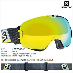 살로몬 XMAX ASIAN FIT (스페어 렌즈 포함) 스키 스노우보드 고글 (Yellow/Solar)